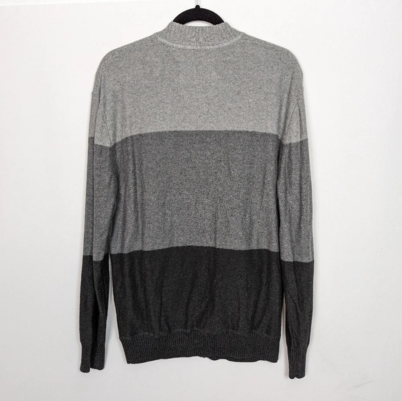 Linksoul Mens L Cotton Cashmere Zip Up Sweater Cardigan Colorblock Lightweight - Picture 2 of 9